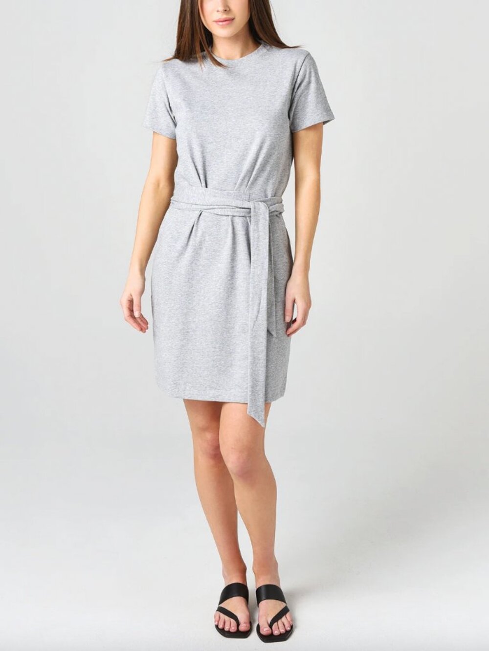 $195 NWT Vince Heathered Gray Side Waist Tie Mini Dress size XXS